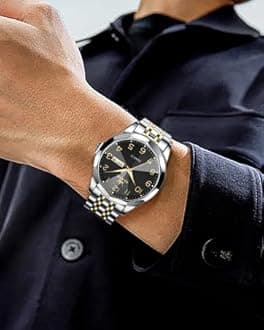 OLEVS Watches for Men Business Dress Diamond Analog Quartz Date Luxury Classi...