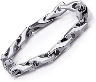 Urban Jewelry Men’s Wheat Link Bracelet Collection – Tungsten Carbide Base, 3-Sided Links, 8.3 Inch, Black, Silver & 24K Gold Plated Variations, Scratch-Resistant, Gift Box