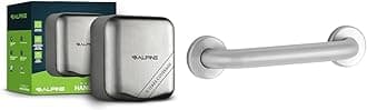 Alpine Industries 1800W Stainless Steel Automatic Hand Dryer Bundle with Bobrick 42" Stainless Steel Straight Grab Bar