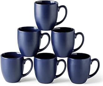 AmorArc Coffee Mugs Set of 6, 16 ounce Large Ceramic Mug gift for Men Women Dad Mom, Large coffee mugs with handle for Tea/Latte/Cappuccino/Milk/Cocoa. Dishwasher&Microwave Safe, Matte Navy