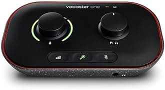 Focusrite Vocaster One Podcasting Interface for Recording as a Solo Creator., Black, AMS-VOCASTER-ONE,