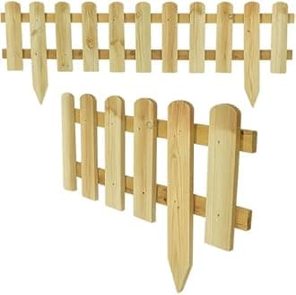 AAMEN Wooden freestanding Picket Fence Panels - Natural Wood Color Decorative Logs for Patio Guest Houses Garden Fence Garden Edging Border - Composite Fence Panels_40x 99cm (Approx.) (7)