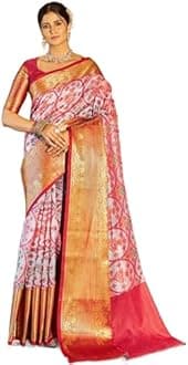 SWORNOF Women's kanjivaram banarasi silk saree for festival Wedding silk with rich pallu Design sarees for women with Unstitched blouse piece