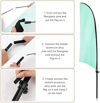 XIHIRCD Knife Shaped Feather Flagpole, Feather Banner Pole Kit Flag Pole Kit Portable Flagpole for Advertising Outdoors Activities Promotions Real Estate Supplies(Black)