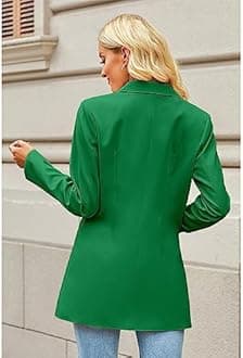 luvamia Blazers for Women Business Casual Long Blazer Jackets Dressy Work Professional Office Outfits Lapel Pockets