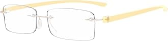 Eyekepper Small Lenes Rimless Reading Glasses Women - Frameless Reader Eyeglasses for Men Reading with Yellow Arms +2.75