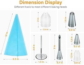 Kootek 54 in 1 Piping Bags and Tips Set with 13 Large Size Piping Tips, 35 Standard Size Icing Tips, 2 Reusable Pastry Bags 12 Inch, Cake Decorating Kit Supplies, Frosting Piping Kit for Cake, Cupcake