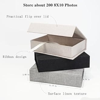 Vienrose Linen 8" x 10" Photo Cases and Postcard Keeper Storage Container Box 1Pcs for Photo, Postcard, Decorative Paper, Gray