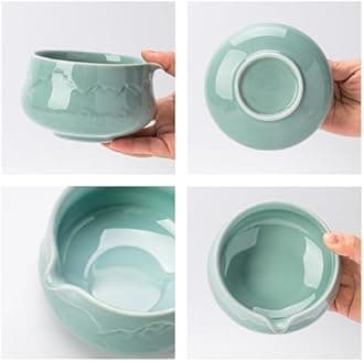 TEANAGOO 7 Pcs Matcha Whisk Set Blue, Ceramic Matcha Set, Matcha Kit for Ceremony, Matcha Tea Set for Making Breakfast/Latte, Tradition Whisk Set and Bowl with Scoop&Sifter, Gift for Friend/Family