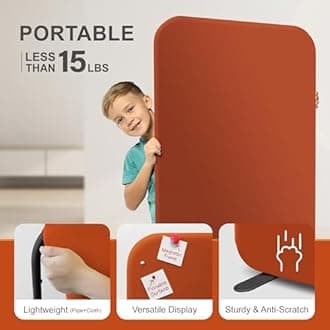 DECOLAB Standing Room Divider, Portable Privacy Wall Partition for Studio Apartment, Living Room, Bedroom, Workspace, Scratch Resistance, 29”x65”, Sunrise