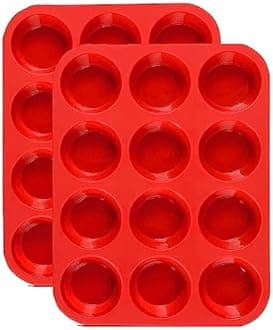 JEWOSTER 12 Cups Silicone Muffin Pan 2 Pack - Silicone Cupcake Pan Nonstick Silicone Molds Great for Making Muffin Cakes,Bread, Tart - BPA Free Baking Accessory