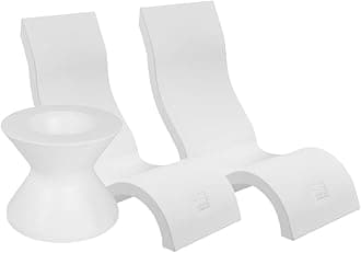 Ledge LoungerSignature Chair Set - Two Chairs - Ice Bin Side Table - in-Pool - On-Deck - Water Depths 0-9” - All Pool Types - Resin Water Chairs - Pool, Sundeck, Outdoor Patio (White)