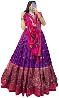 Womens' Wear Tussar Silk With Patola Printed Lehenga Choli Patola Print With Foil Work Chaniya Choli