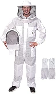 3 Layer Bee Suit, Ventilated Beekeeping Suit for Men & Women, Beekeepers Suit with Bee Gloves & 2 Beekeeping Veils.