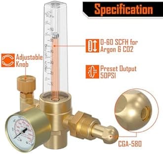 BETOOLL HW9003 Argon/CO2 Mig Tig Flow Meter Gas Regulator Gauge Welding Weld