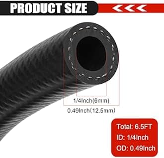 1/4 Inch (6mm) ID Fuel Line Hose 6.5FT NBR Rubber Push Lock Hose High Pressure 300PSI for Automotive Fuel Systems EnginesHose