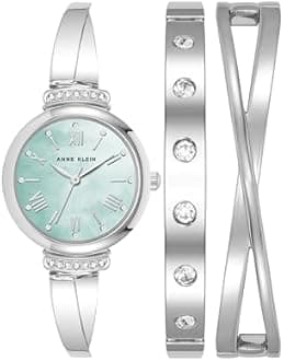 Anne Klein Women's Premium Crystal Accented Watch and Bracelet Set