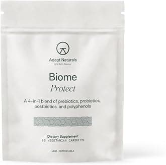 Adapt Naturals 4-in-1 Biome Protect Prebiotics, Probiotics Supplement Postbiotics & Polyphenols for Microbiome, Gut Health & Defense for Women & Men, 30 Day Supply