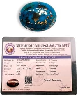 IGL Natural Firoza Double Polished Feroza/Turquoise Certified Gemstones - Attracts Prosperity & Financial Opportunities | For Ring and Pendants - for Men & Women - 29.15 Carats