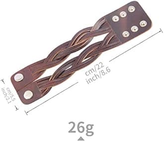 GelConnie Leather Cuff Bracelet Punk Braided Bracelets Rock Leather Wristbands Faux Mens Leather Bracelet Gothic Viking Bangle Adjustable Wrap Bracelet for Women, Men