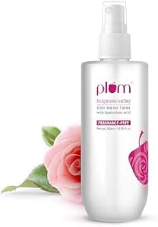 Plum Bulgarian Valley Rose Water Toner |with Hyaluronic Acid & Rose Extracts|100% Natural Rose Fragrance|Soothing and Pore Tightening | Balances Ph Levels (200 Ml (Pack of 1) Colourless)