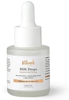 Milk Drops Brightening Serum Formulated With Rice Milk Extract, Marine Algae Extract, Alpha Arbutin, Fades Scars, Brightens Skin & Even Skin Tone For All Skin Type, 20ml