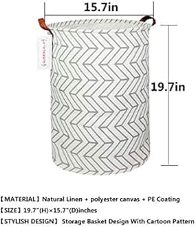 QUEENLALA Large Storage Basket,Laundry Hamper/Bathroom/Home Decor/Collapsible Round Storage Bin,Boys and Girls Hamper/Boxes/Clothing(Gray Geometry)