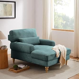 Modern Chaise Lounge Chair with Adjustable Backrest, Upholstered Indoor Leisure Sofa Recliner, Chair Sleeper for Bedroom, Living Room, Study Room, Office, Pine Green