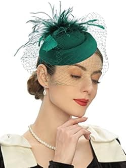 Fascinators Hats 20s 50s Hat Pillbox Hat Cocktail Tea Party Headwear with Veil for Girls and Women
