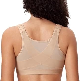 DELIMIRA Women's Full Coverage Front Closure Wire Free Back Support Posture Bra