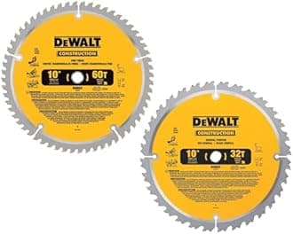 DEWALT DW3106P5 60-Tooth Crosscutting and 32-Tooth General Purpose 10-Inch Saw Blade Combo Pack