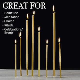 Danilovo Pure Beeswax Candles - Honey-Scented, Decorative Thin Taper Candles - Ideal for Birthday Decoration or Church Prayers - Yellow Drip Free, Tall & Smokeless Pack of 50 pcs, 11.5 x 0.33 inch