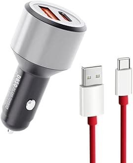 Fast Car Charger 100W for Oneplus 13 13R 12 Ace 11 10 Pro 9 10T 10R 8T 8 7T 7 Pro 6T 9R Nord 2T CE 2 Lite N20 N10 N100, 25W PD PPS LED 3.3ft Fast Charging Cable