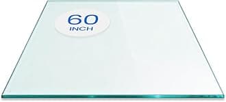 TroySys Square 1/4 Inch Thick Flat Polished Tempered Glass Table Top, 60" L