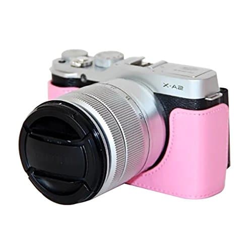 Protective PU Leather Half Camera Case Bag Cover Base for Fujifilm XM1 XA1 XA2 Pink