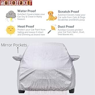 Autofact Waterproof Car Body Cover Compatible with Nissan Sunny (2011 to 2014) with Mirror Pockets (Shinning Silver)