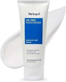 - Re'equil Oil Free Moisturizer Cream With Hyaluronic Acid & Betaine | Lightweight Moisturizer For Oily/Combination Skin | 100gm