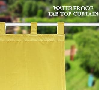 Polyester 300GSM Fabric Waterproof Rain & Sun Blockage Curtains(Yellow 4.5 X 6.5 Feet,Piece of 1) with Top Style Loop Used for Door,Balcony,Outdoor & Indoor Area