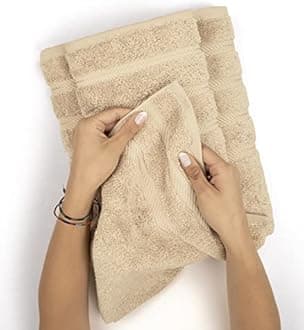 American Soft Linen Luxury Hotel & Spa Quality, Turkish Cotton, 16x28 Inches 6-Piece Hand Towel Set for Maximum Softness & Absorbency, Dry Quickly - Sand Taupe