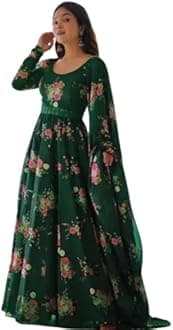 Beautiful Ledies Stylish Fancy Trendy Printed Poly Georgette Maxi Flared Gown for Women for Party Wedding Festival Functions