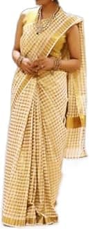 Ready2wearWiMO ready to wear saree, 1 minute saree, traditional Kerala kasavu saree, quality handloom cotton, running blouse with zari border