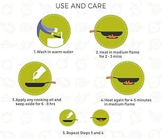 amicus Kitchen Iron Kadai for Cooking & Deep Frying, Pre-Seasoned Iron Kadhai Fry Pan, Gas & Induction Friendly, 25 cm, 2 L, 1.26 Kg, Black