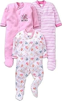 EIO100% Cotton Rompers Sleepsuits Jumpsuit Night Suits for Newborn Baby Boys & Girls Pack of 3