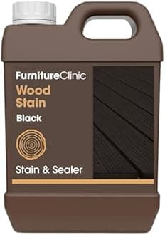 Furniture Clinic Wood Stain | Water Based | Fast Drying, Low Odor, & Non-Toxic | Multiple Finishes | for Indoor & Outdoor Furniture and More | Black (85 Fl Oz / 2500ml)