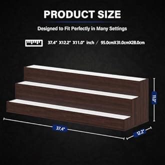 Cubehom LED 38 Inch Bar Display Shelf, Wine Rack Bottle Shelf with App & Remote Control, 3 Step Freestanding Holding Bottles for Home Bar, Party, Walnut