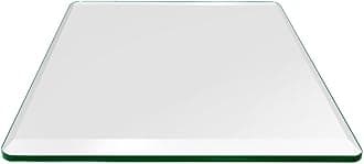 24" Inch Square 1/2 Inch Thick Bevel Polished Tempered Glass Table Top Radius