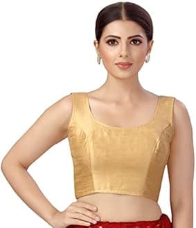 Studio Shringaar Women's Readymade Art Silk Sleeveless Saree Blouse