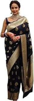 Sugathari Women's Banarasi Saree Pure Kanjivaram Silk Saree Soft new ladies 2025 Design Wear Pattu Sarees Latest Sadi Party Sari collections With Blouse Piece (San Pari-224)