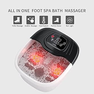 Foot Spa Bath Massager with Heat, Bubble and Vibration, Digital Temperature Control, Pedicure Foot Soaker with 8 Rollers for Soothe and Comfort Feet