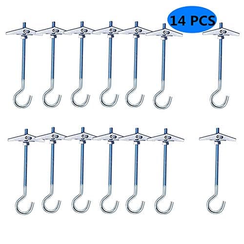 14 Sets Swag Ceiling Hook with Bolts and Toggle Wings for Plant Hanging, Basket, Light,Ceiling